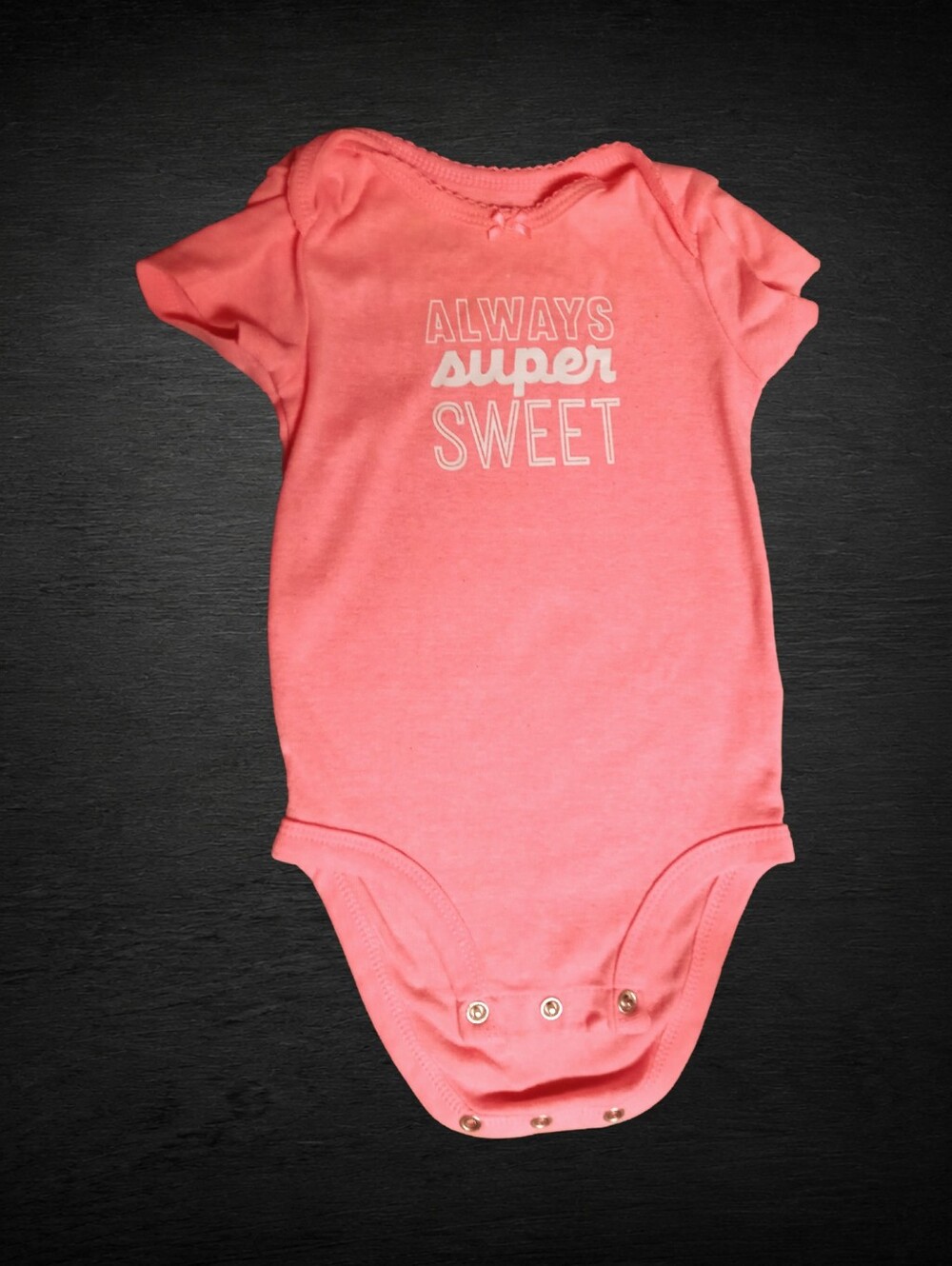 ⭐X) Carter’s Baby Girl “Always Super Sweet” Onesie | Size 6 Months Coral